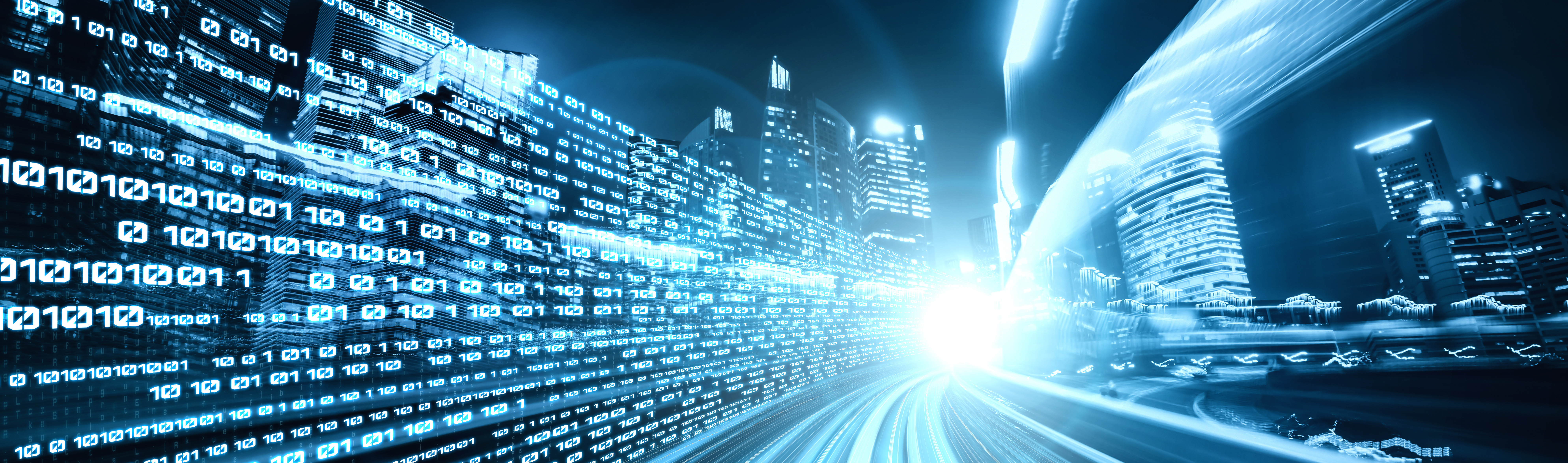 Digital data flow on road with motion blur to create vision of fast speed transfer.